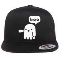 Chunky Ghost Of Disapproval Boo Halloween Flat Bill Trucker Hat