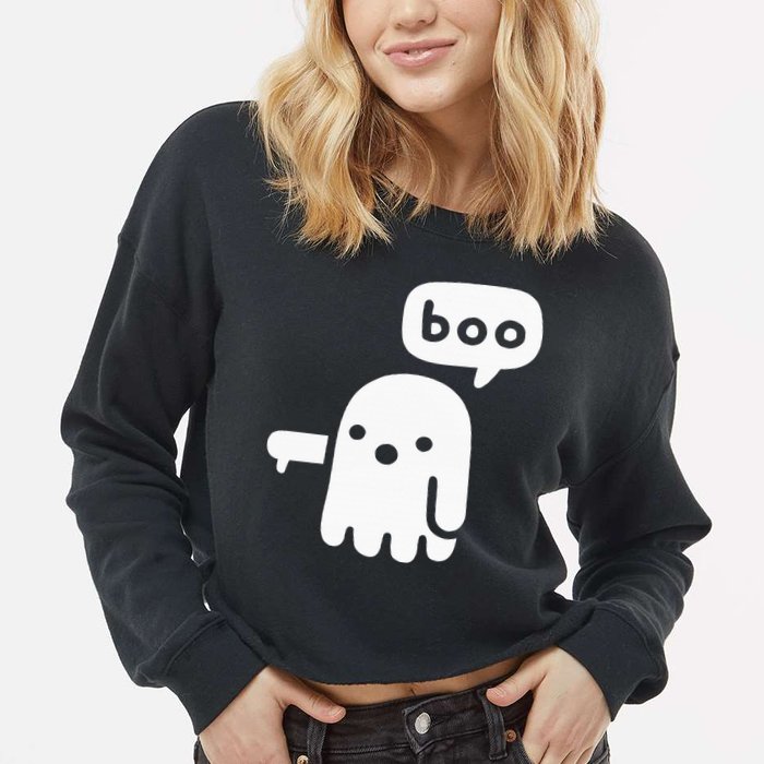 Chunky Ghost Of Disapproval Boo Halloween Cropped Pullover Crew