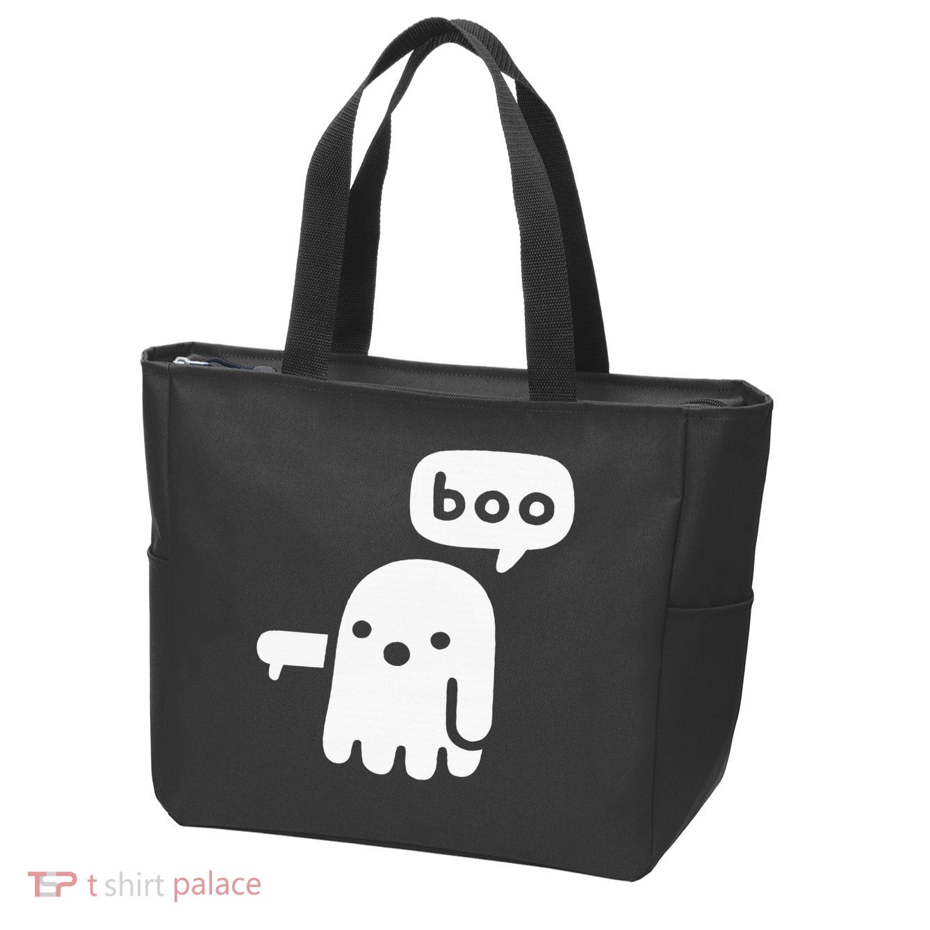 Chunky Ghost Of Disapproval Boo Halloween Zip Tote Bag