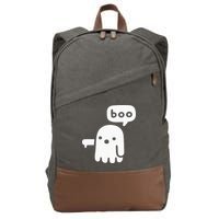 Chunky Ghost Of Disapproval Boo Halloween Cotton Canvas Backpack
