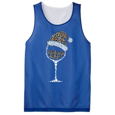 Christmas Glass Of Leopard Wine Buffalo Plaid Santa Hat Gift Mesh Reversible Basketball Jersey Tank