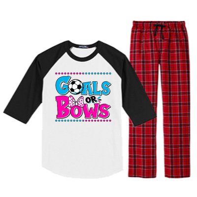 Cute Goals Or Bows Baby Gender Reveal Raglan Sleeve Pajama Set