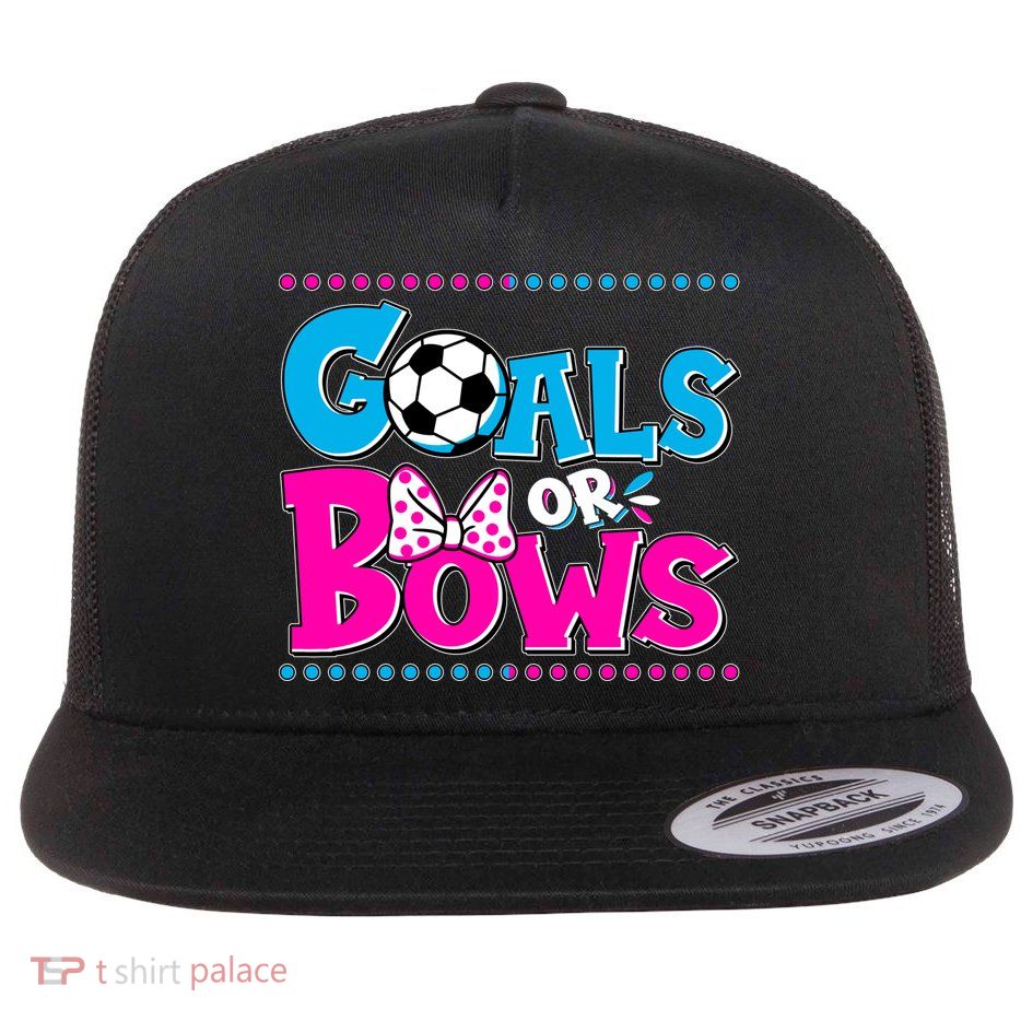 Cute Goals Or Bows Baby Gender Reveal Flat Bill Trucker Hat