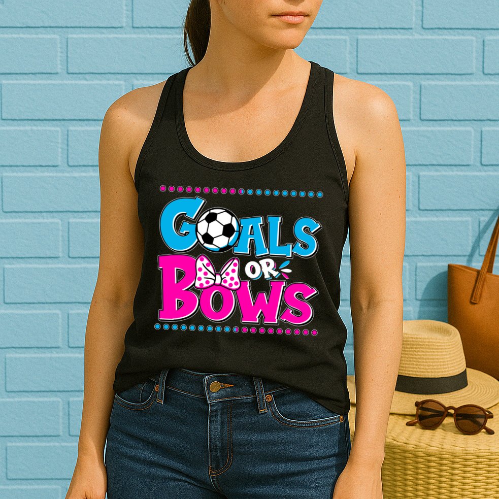 Cute Goals Or Bows Baby Gender Reveal Womens Tank Top