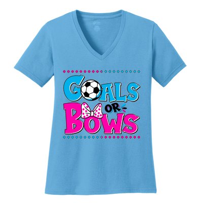 Cute Goals Or Bows Baby Gender Reveal Women's V-Neck T-Shirt
