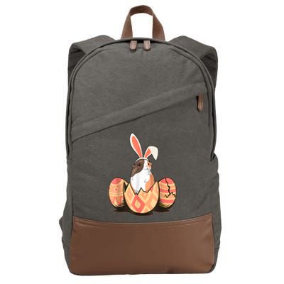 Cute Guinea Pig Easter Bunny Eggs Costume Easter Day Cotton Canvas Backpack