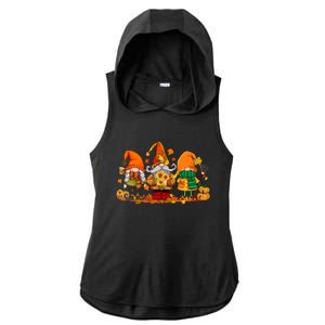 Cute Gnomes Pumpkin Fall Season Autumn Happy Thanksgiving Great Gift Ladies PosiCharge Tri-Blend Wicking Draft Hoodie Tank