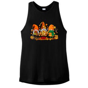 Cute Gnomes Pumpkin Fall Season Autumn Happy Thanksgiving Great Gift Ladies PosiCharge Tri-Blend Wicking Tank