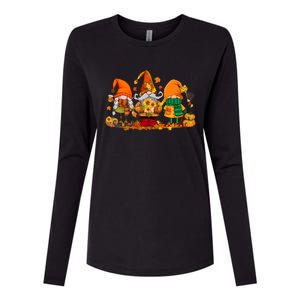 Cute Gnomes Pumpkin Fall Season Autumn Happy Thanksgiving Great Gift Womens Cotton Relaxed Long Sleeve T-Shirt