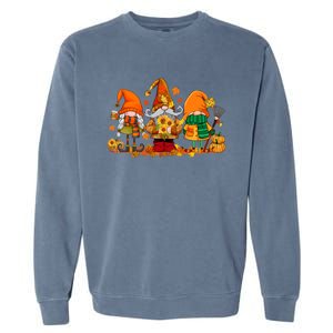 Cute Gnomes Pumpkin Fall Season Autumn Happy Thanksgiving Great Gift Garment-Dyed Sweatshirt