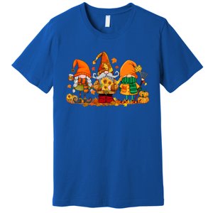 Cute Gnomes Pumpkin Fall Season Autumn Happy Thanksgiving Great Gift Premium T-Shirt