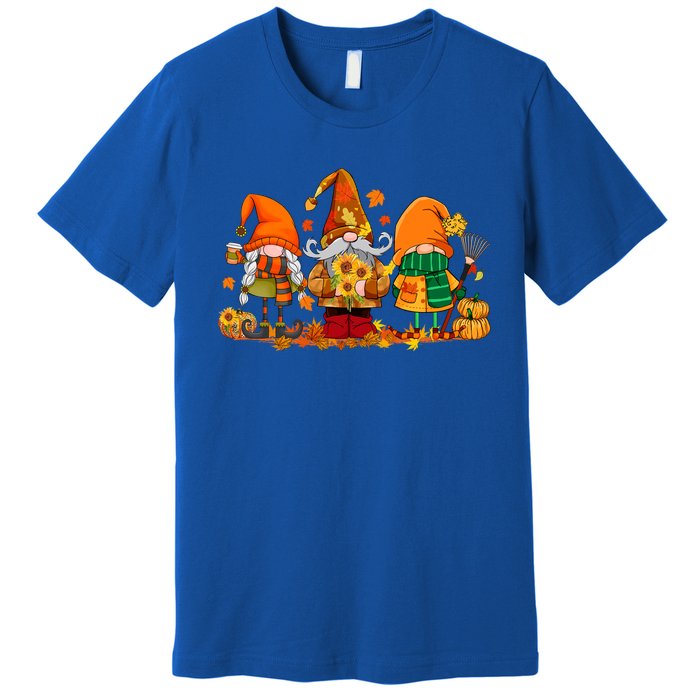 Cute Gnomes Pumpkin Fall Season Autumn Happy Thanksgiving Great Gift Premium T-Shirt