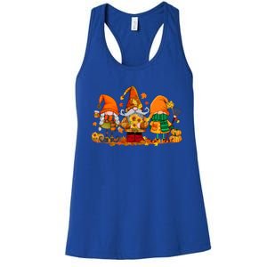 Cute Gnomes Pumpkin Fall Season Autumn Happy Thanksgiving Great Gift Women's Racerback Tank