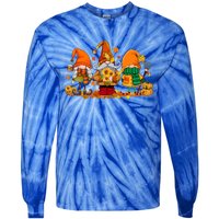 Cute Gnomes Pumpkin Fall Season Autumn Happy Thanksgiving Great Gift Tie-Dye Long Sleeve Shirt