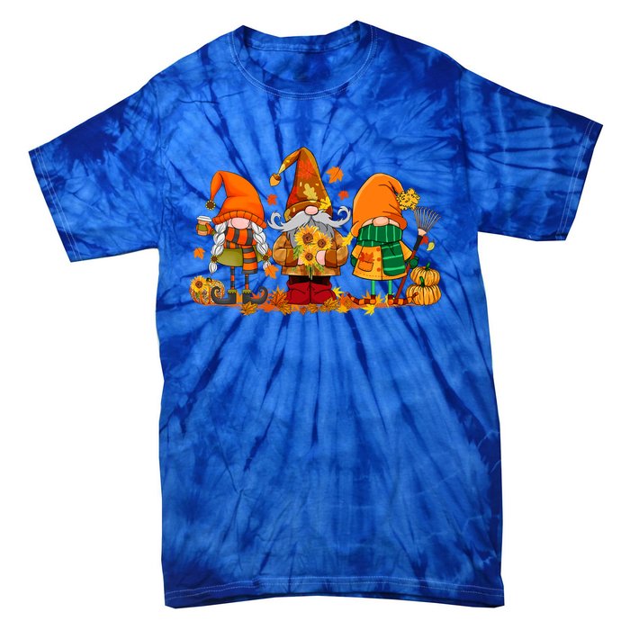 Cute Gnomes Pumpkin Fall Season Autumn Happy Thanksgiving Great Gift Tie-Dye T-Shirt