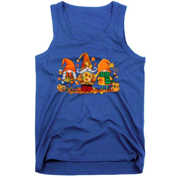 Cute Gnomes Pumpkin Fall Season Autumn Happy Thanksgiving Great Gift Tank Top