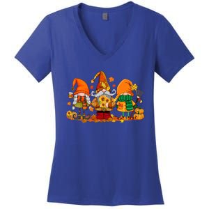 Cute Gnomes Pumpkin Fall Season Autumn Happy Thanksgiving Great Gift Women's V-Neck T-Shirt