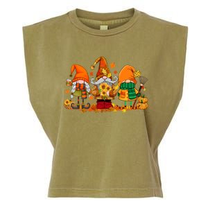 Cute Gnomes Pumpkin Fall Season Autumn Happy Thanksgiving Great Gift Garment-Dyed Women's Muscle Tee