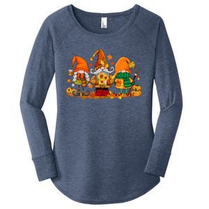 Cute Gnomes Pumpkin Fall Season Autumn Happy Thanksgiving Great Gift Women's Perfect Tri Tunic Long Sleeve Shirt