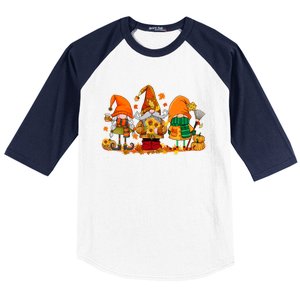 Cute Gnomes Pumpkin Fall Season Autumn Happy Thanksgiving Great Gift Baseball Sleeve Shirt