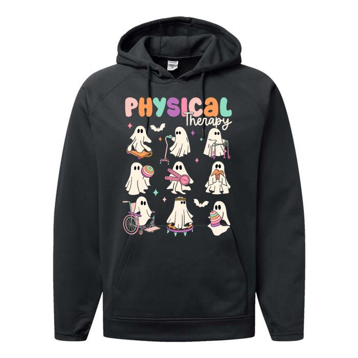 Cute Ghost Physical Therapy Pt Physical Therapist Halloween Performance Fleece Hoodie