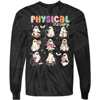 Cute Ghost Physical Therapy Pt Physical Therapist Halloween Tie-Dye Long Sleeve Shirt