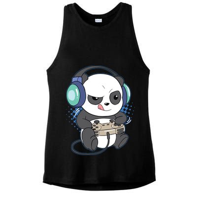 Cute Gaming Panda Video Game Computer Player Videogame PC Ladies PosiCharge Tri-Blend Wicking Tank