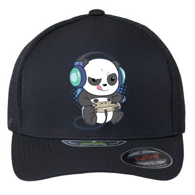 Cute Gaming Panda Video Game Computer Player Videogame PC Flexfit Unipanel Trucker Cap