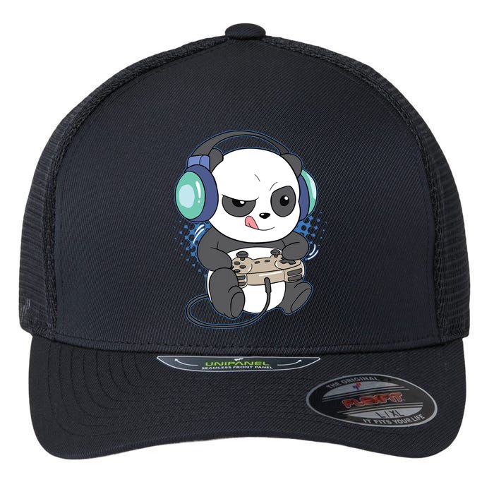 Cute Gaming Panda Video Game Computer Player Videogame PC Flexfit Unipanel Trucker Cap