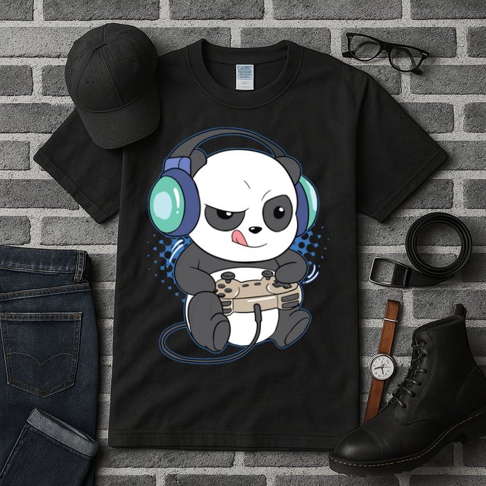 Cute Gaming Panda Video Game Computer Player Videogame PC Tall T-Shirt
