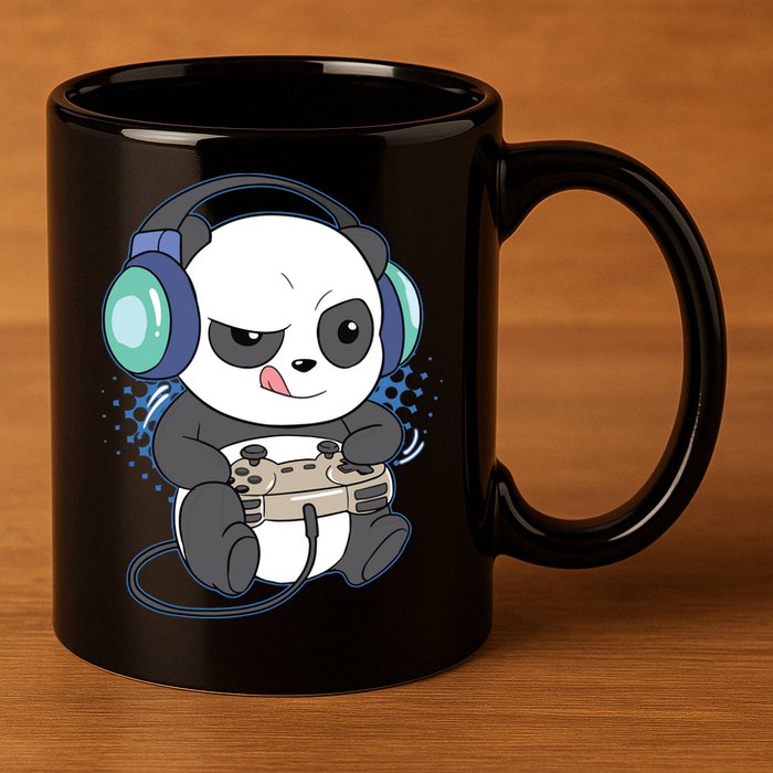Cute Gaming Panda Video Game Computer Player Videogame PC 11oz C Handle Ceramic Mug
