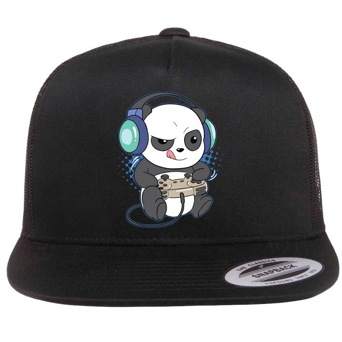 Cute Gaming Panda Video Game Computer Player Videogame PC Flatbill Hat