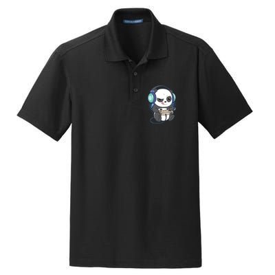 Cute Gaming Panda Video Game Computer Player Videogame PC Dry Zone Grid Polo