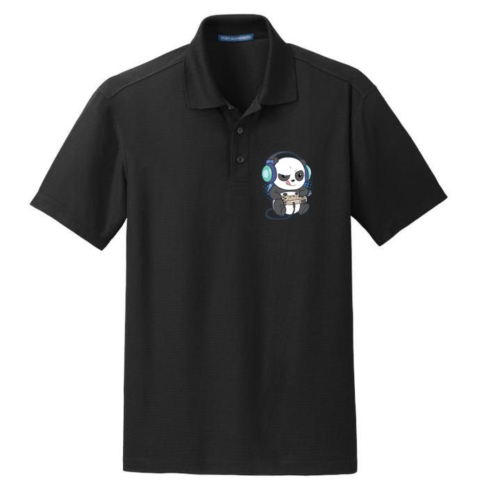 Cute Gaming Panda Video Game Computer Player Videogame PC Dry Zone Grid Polo