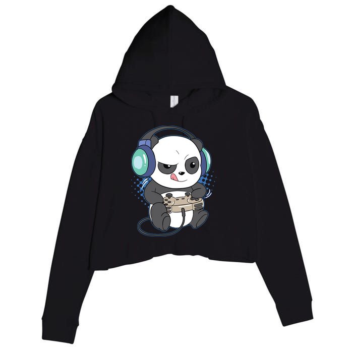Cute Gaming Panda Video Game Computer Player Videogame PC Crop Fleece Hoodie