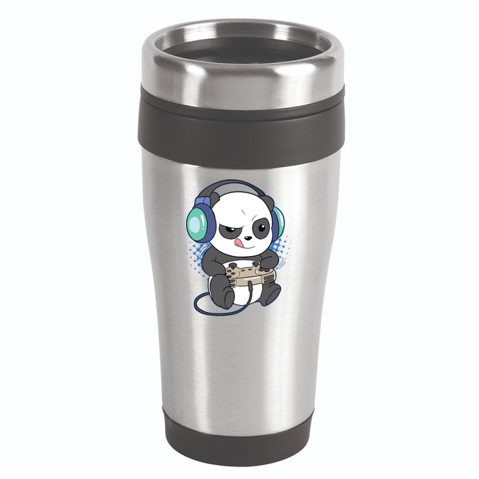 Cute Gaming Panda Video Game Computer Player Videogame PC 16oz Travel Tumbler
