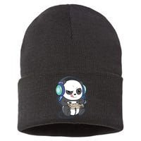 Cute Gaming Panda Video Game Computer Player Videogame PC Sustainable Knit Beanie