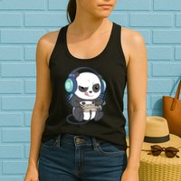 Cute Gaming Panda Video Game Computer Player Videogame PC Womens Tank Top