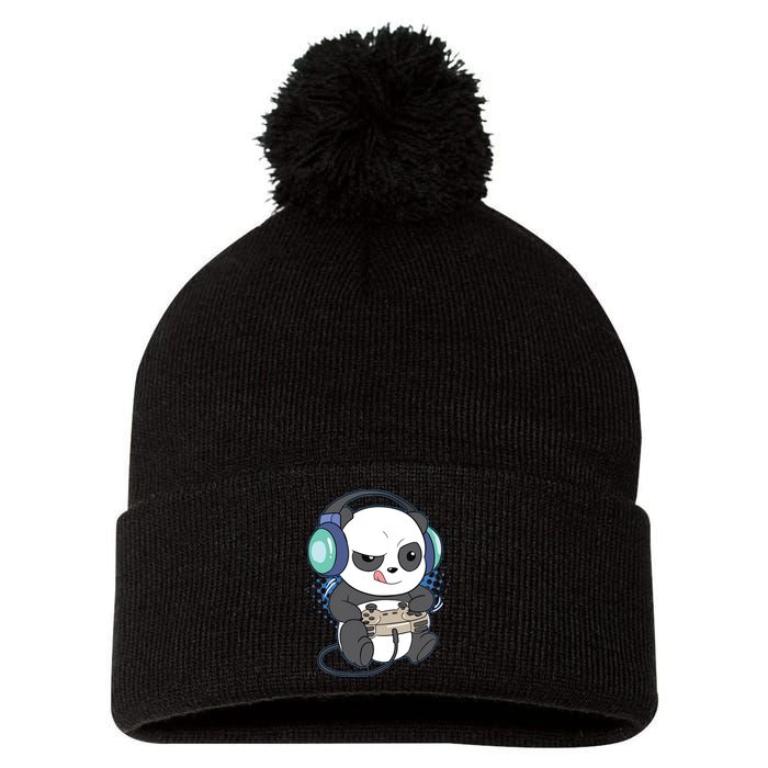Cute Gaming Panda Video Game Computer Player Videogame PC Pom Pom 12in Knit Beanie