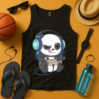 Cute Gaming Panda Video Game Computer Player Videogame PC Tank Top