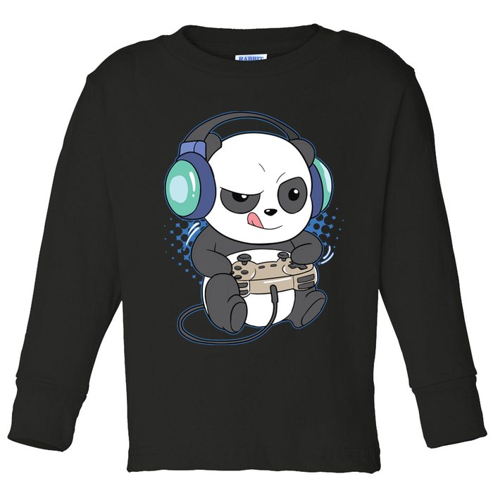 Cute Gaming Panda Video Game Computer Player Videogame PC Toddler Long Sleeve Shirt