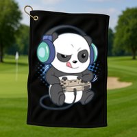 Cute Gaming Panda Video Game Computer Player Videogame PC Golf Towel
