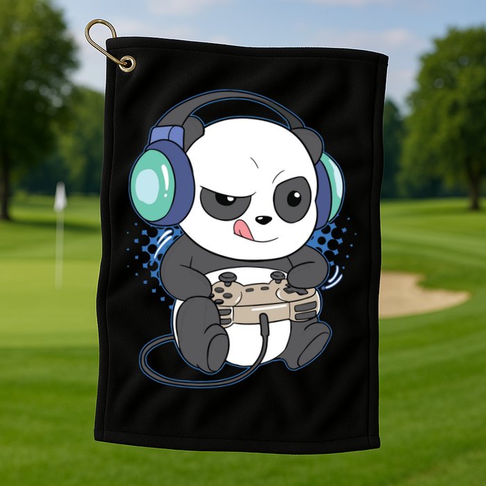 Cute Gaming Panda Video Game Computer Player Videogame PC Golf Towel