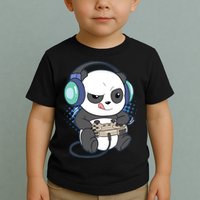 Cute Gaming Panda Video Game Computer Player Videogame PC Toddler T-Shirt