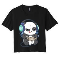 Cute Gaming Panda Video Game Computer Player Videogame PC Crop Top