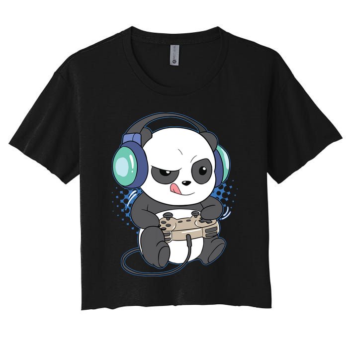 Cute Gaming Panda Video Game Computer Player Videogame PC Crop Top