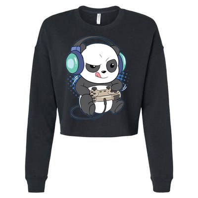 Cute Gaming Panda Video Game Computer Player Videogame PC Cropped Pullover Crew