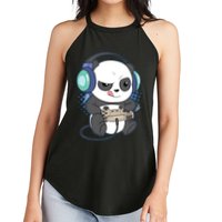 Cute Gaming Panda Video Game Computer Player Videogame PC Women's Perfect Tri Rocker Tank