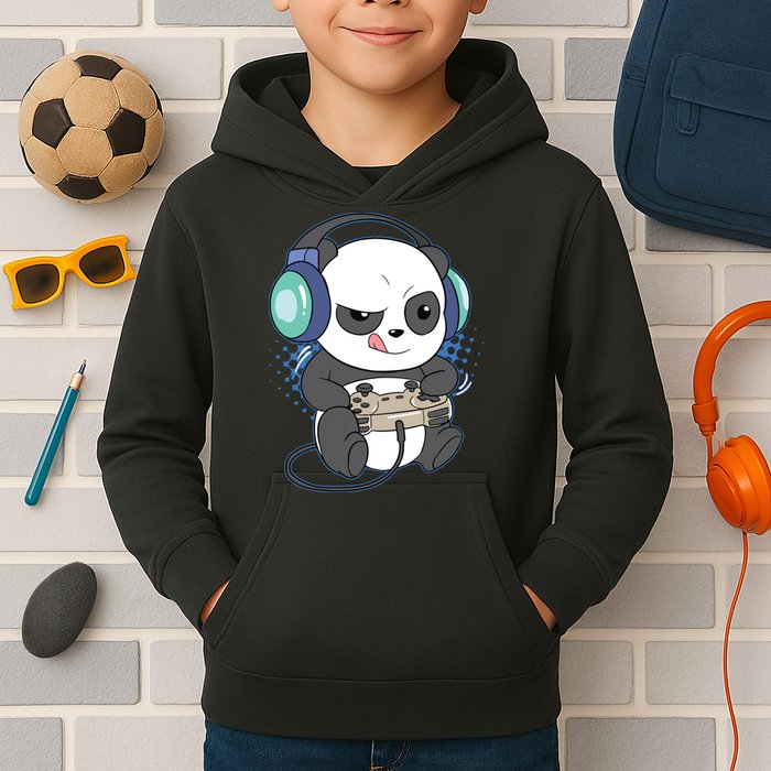 Cute Gaming Panda Video Game Computer Player Videogame PC Kids Hoodie