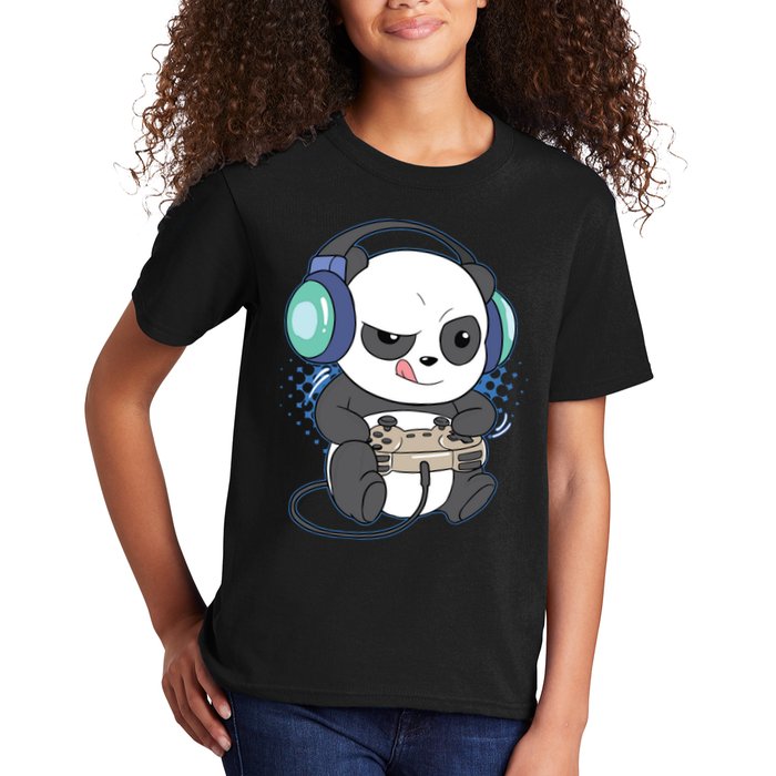 Cute Gaming Panda Video Game Computer Player Videogame PC Kids T-Shirt